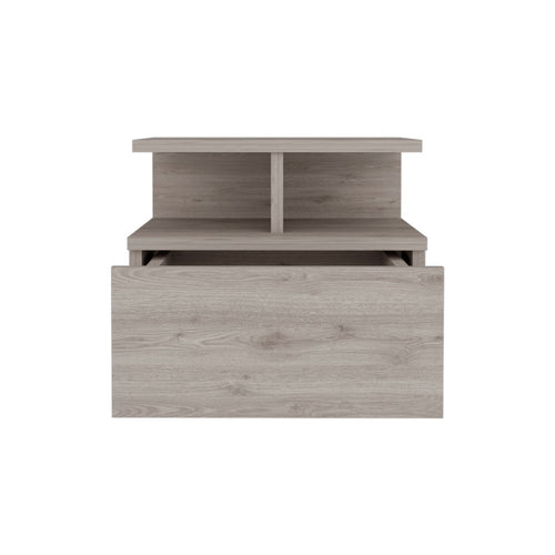 12" Gray Wood One Drawer Floating Nightstand
