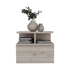 12" Gray Wood One Drawer Floating Nightstand