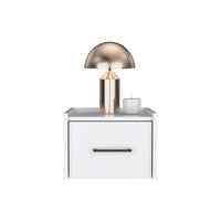 10" White Wood One Drawer Floating Nightstand