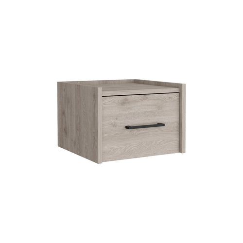 10" Gray Wood One Drawer Floating Nightstand
