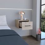 10" Gray Wood One Drawer Floating Nightstand