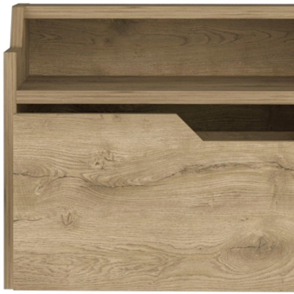 13" Beige Wood One Drawer Floating Nightstand