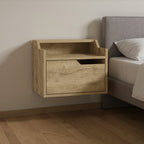 13" Beige Wood One Drawer Floating Nightstand