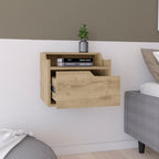 13" Beige Wood One Drawer Floating Nightstand