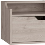 13" Gray Wood One Drawer Floating Nightstand