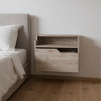 13" Gray Wood One Drawer Floating Nightstand