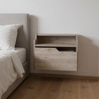 13" Gray Wood One Drawer Floating Nightstand