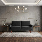 69" Black Velvet Sofa With Dark Brown Legs