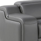 Dark Gray Italian Leather Power Reclining L Shaped Six Piece Corner Sectional With Console