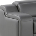 Dark Gray Italian Leather Power Reclining L Shaped Six Piece Corner Sectional With Console