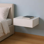 16" White Wood One Drawer Floating Nightstand