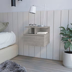 13" Gray Wood One Drawer Floating Nightstand