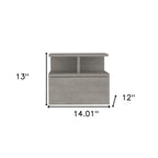 13" Gray Wood One Drawer Floating Nightstand