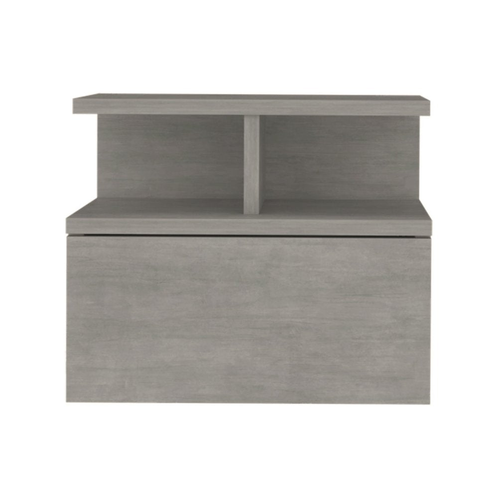 13" Gray Wood One Drawer Floating Nightstand