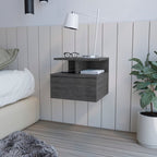 13" Dark Gray Wood One Drawer Floating Nightstand