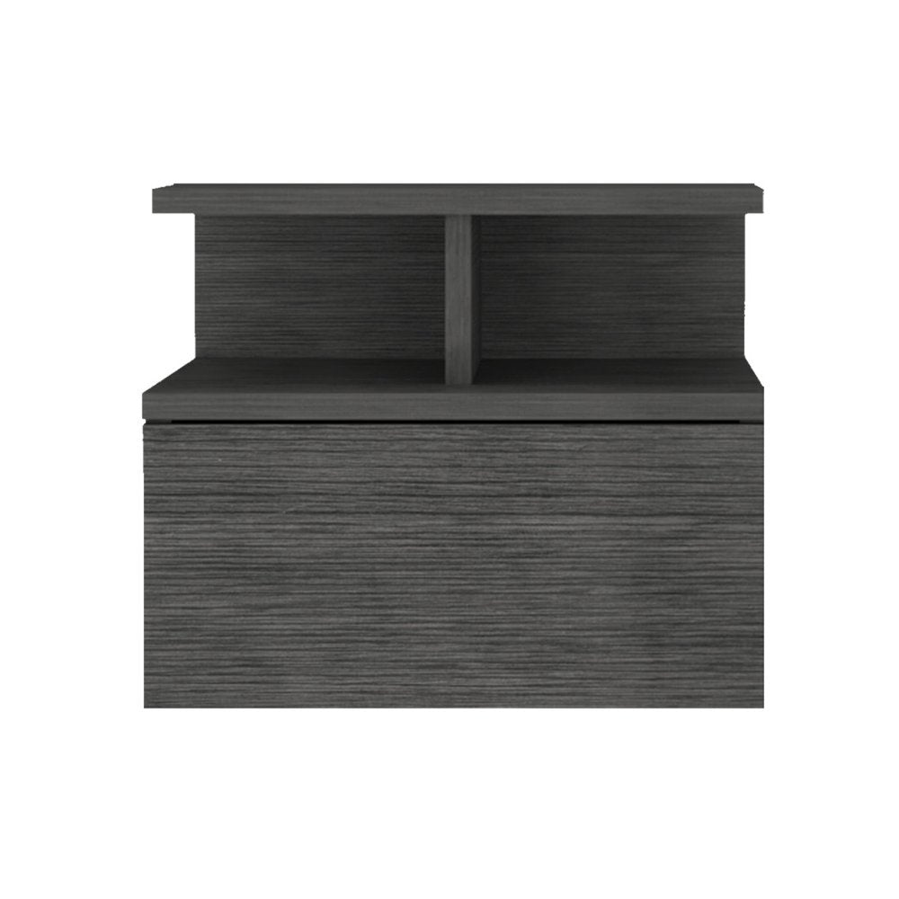 13" Dark Gray Wood One Drawer Floating Nightstand