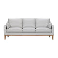 87" Gray Leather Sofa And Toss Pillows With Brown Legs
