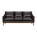 87" Dark Brown Leather Sofa And Toss Pillows With Brown Legs