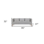 85" Gray Leather Sofa With Brown Legs