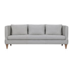 85" Gray Leather Sofa With Brown Legs