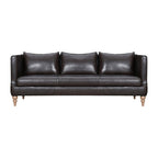 85" Dark Brown Leather Sofa With Brown Legs