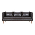 85" Dark Brown Leather Sofa With Brown Legs