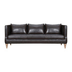 85" Dark Brown Leather Sofa With Brown Legs