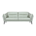 87" Mint Green Leather Sofa With Black Legs
