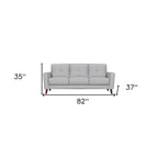 82" Light Slate Gray Leather Sofa With Brown Legs