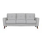 82" Light Slate Gray Leather Sofa With Brown Legs