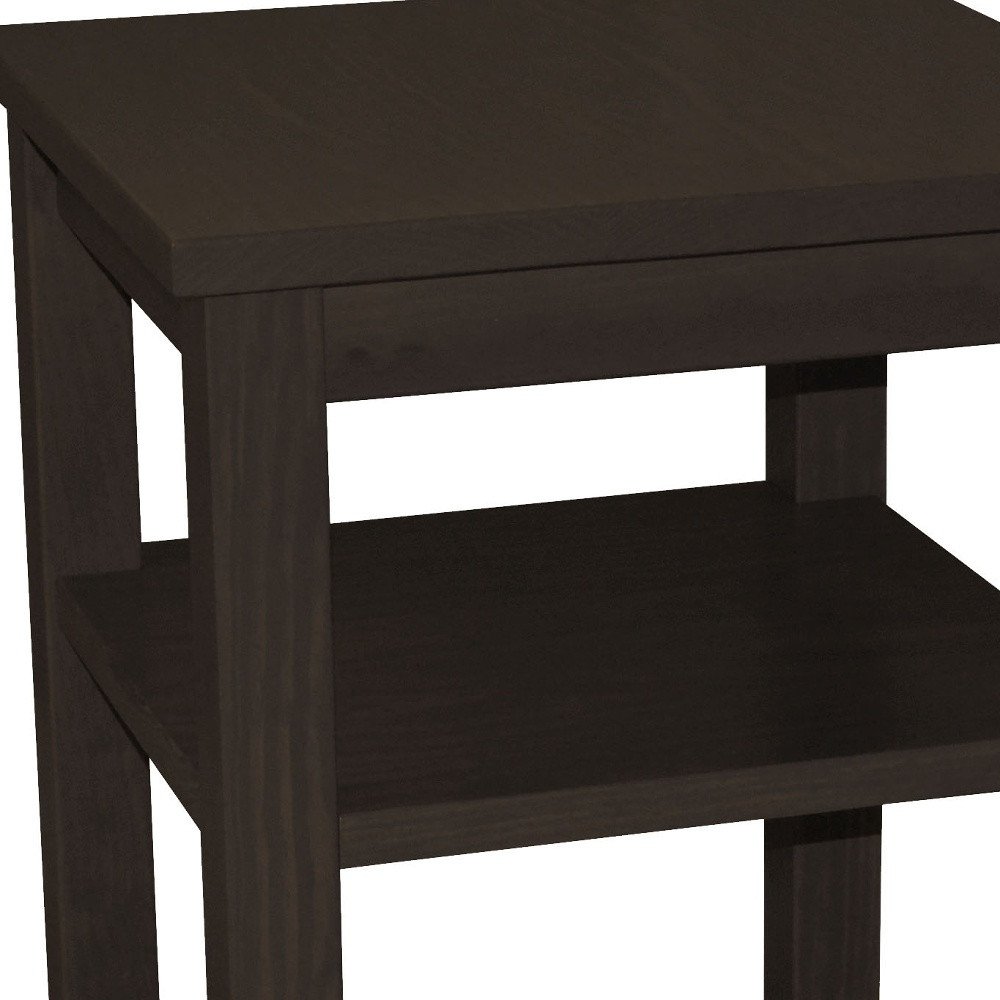 28" Brown Solid Wood Nightstand
