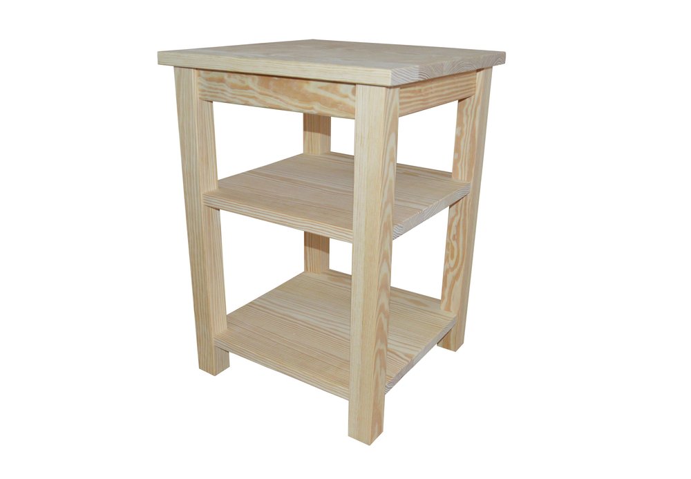 28" Tan Solid Wood Nightstand