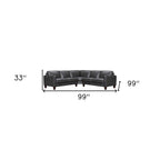 Black Leather L Shaped Three Piece Corner Sectional