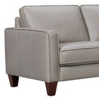 Gray Leather L Shaped Three Piece Corner Sectional