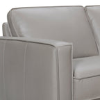 Gray Leather L Shaped Three Piece Corner Sectional