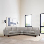 Gray Leather L Shaped Three Piece Corner Sectional