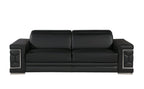 89" Black Leather Sofa With Silver Legs