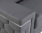 89" Gray Leather Sofa With Silver Legs