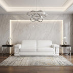 89" White Leather Sofa With Silver Legs