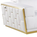 89" White And Silver Leather Sofa