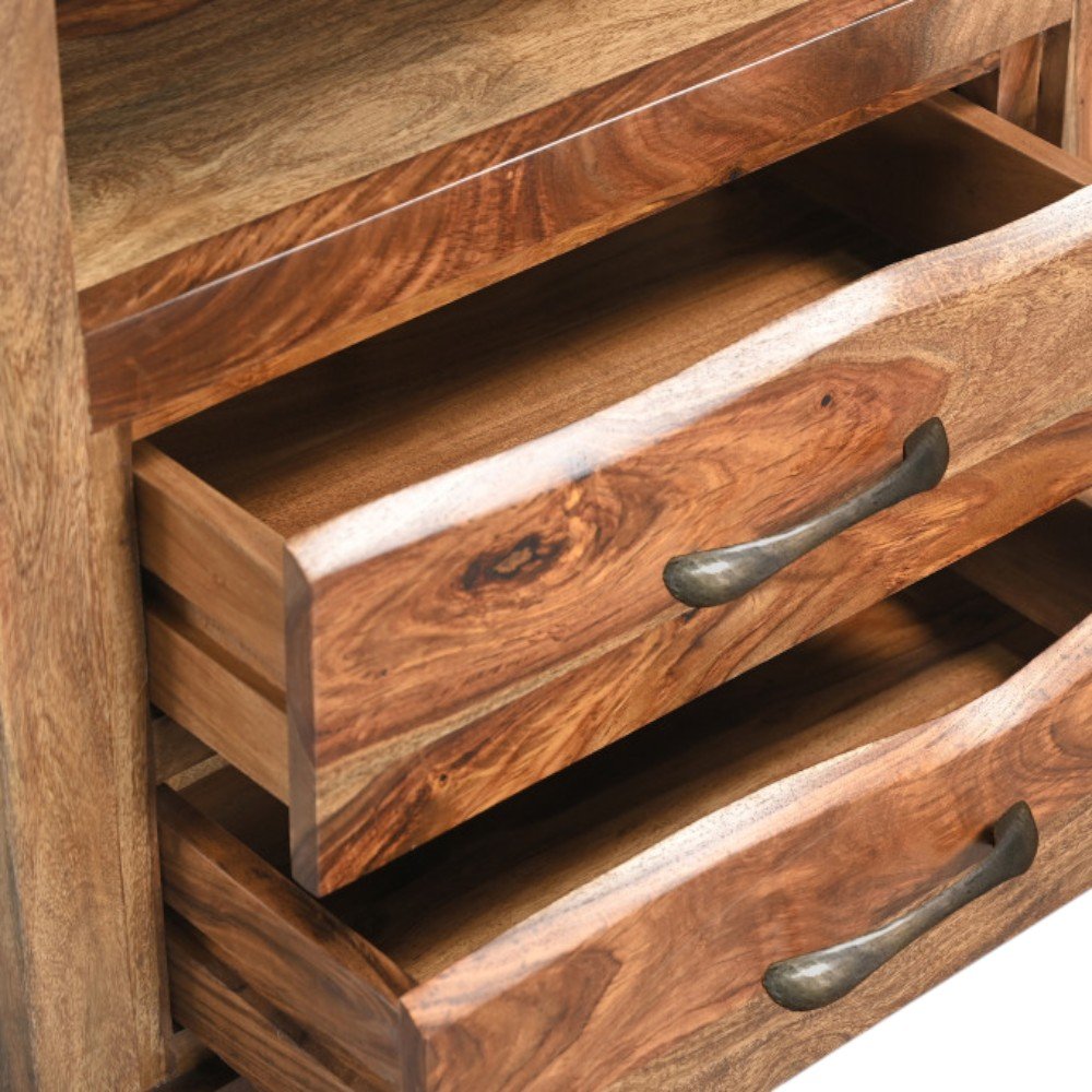 27" Brown Solid Wood Two Drawer Nightstand