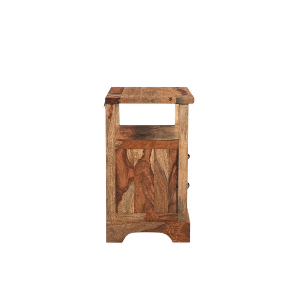 27" Brown Solid Wood Two Drawer Nightstand