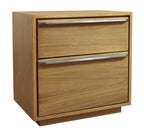 24" Natural Solid and Manufactured Wood Two Drawer Nightstand