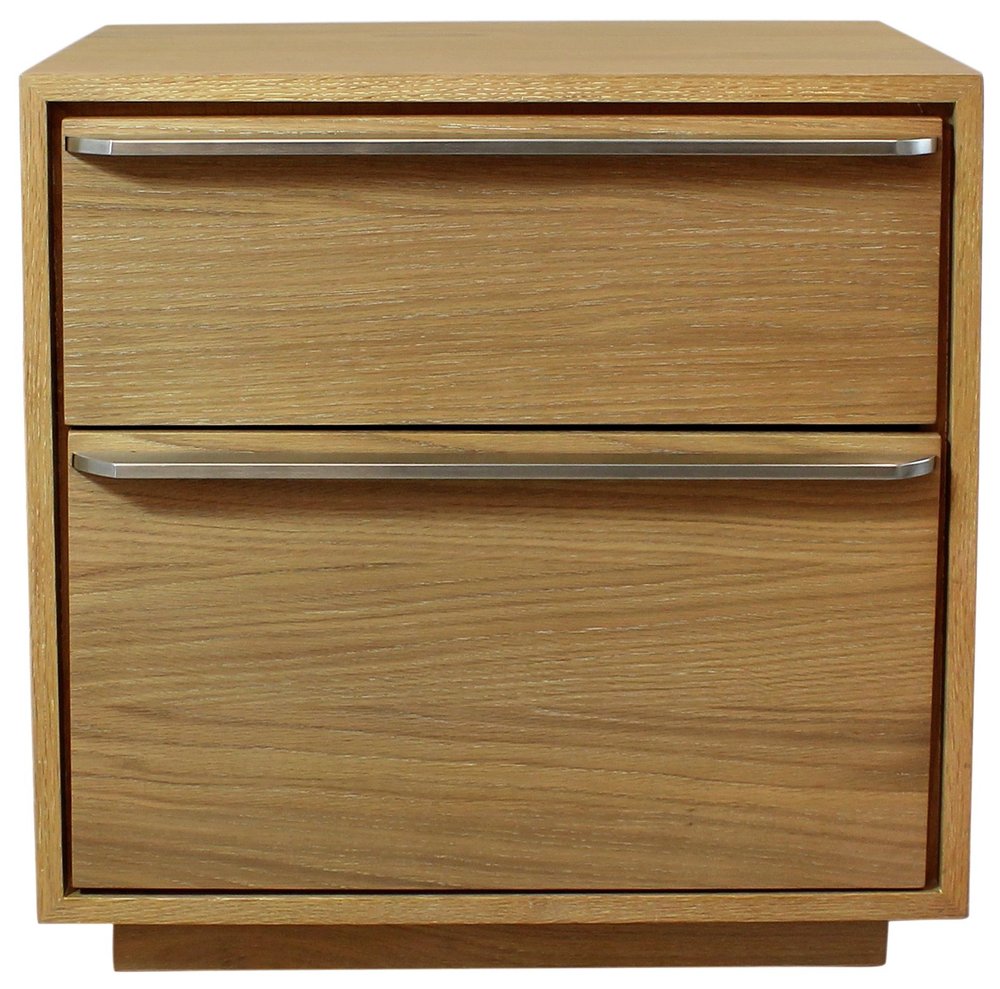 24" Natural Solid and Manufactured Wood Two Drawer Nightstand