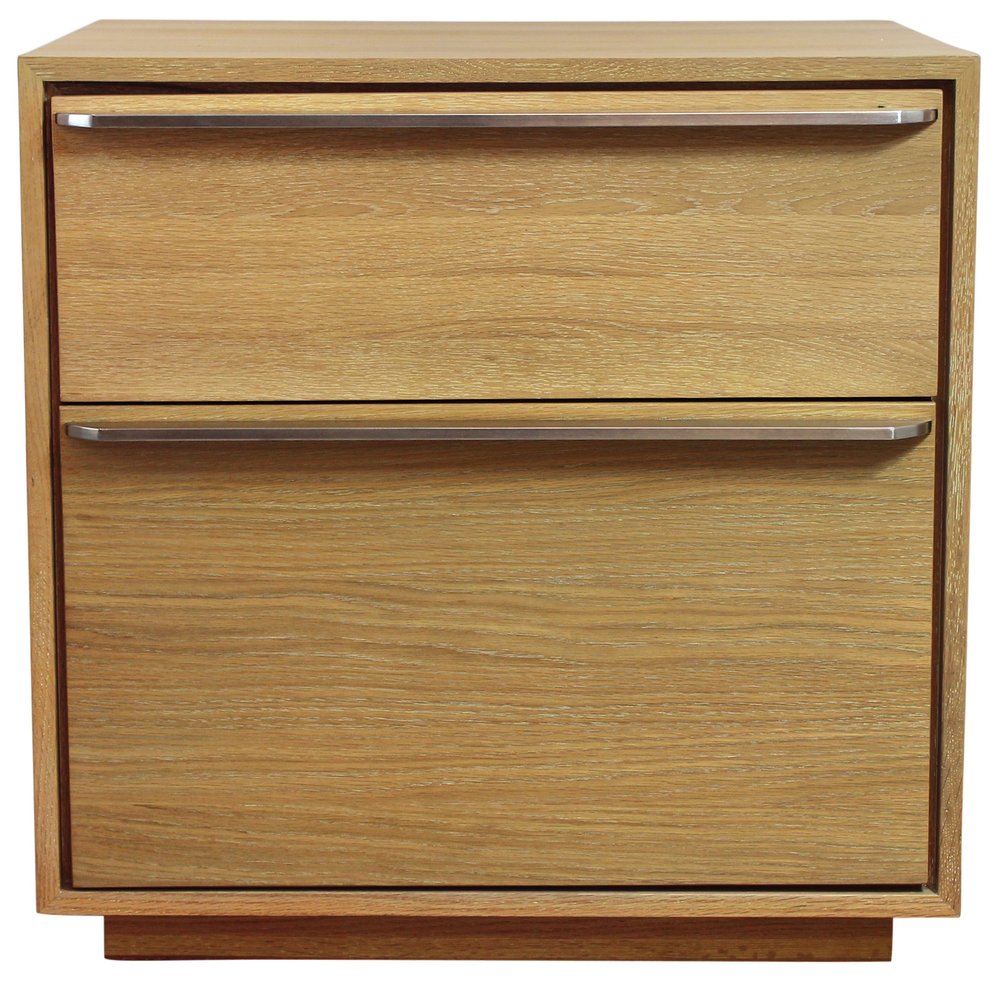 28" Natural Solid and Manufactured Wood Two Drawer Nightstand