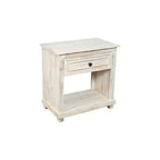 28" White Solid Wood Distressed One Drawer Nightstand