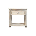 28" White Solid Wood Distressed One Drawer Nightstand