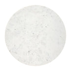 34" White and Natural Genuine Marble and Wood Round Drum Coffee Table