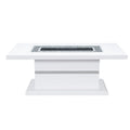 52" White Wood And Faux Crystal Pedestal Coffee Table