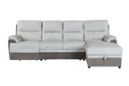 Beige And Brown Fabric Sleeper L Shaped Three Piece Sofa and Storage Chaise Sectional